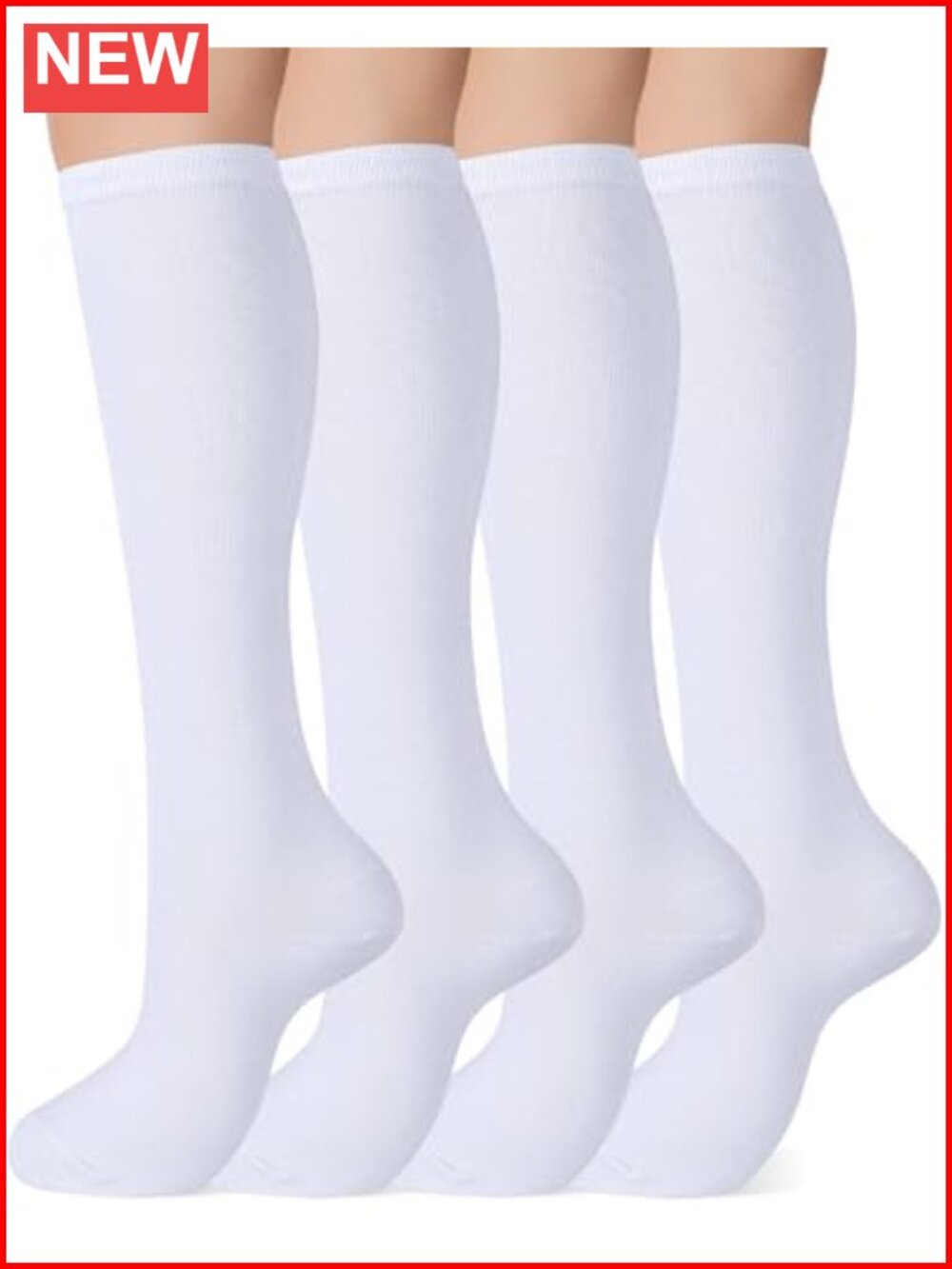 Knee High Socks for Women 4 Pairs Cotton Long Dress Socks